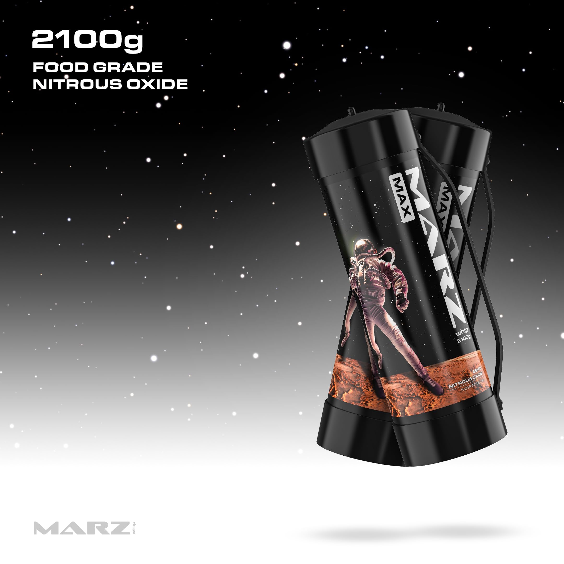 Premium Marz Whip Max Whipped Cream Charger 2100G 3.3L - Food Grade Nitrous Oxide Tank - Pure N2O Chargers for Standard Cream Dispensers - Perfect for Baking, Desserts & Coffee Toppings (1, 3.3L Unflavored)