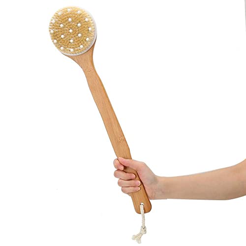 Exfoliating Long Handle Bath Brush for Back & Body - Premium Shower Brush with Soft Bristles to Relieve Fatigue & Improve Circulation - Perfect for Spa, Exfoliation & Deep Cleaning in Shower or Bath