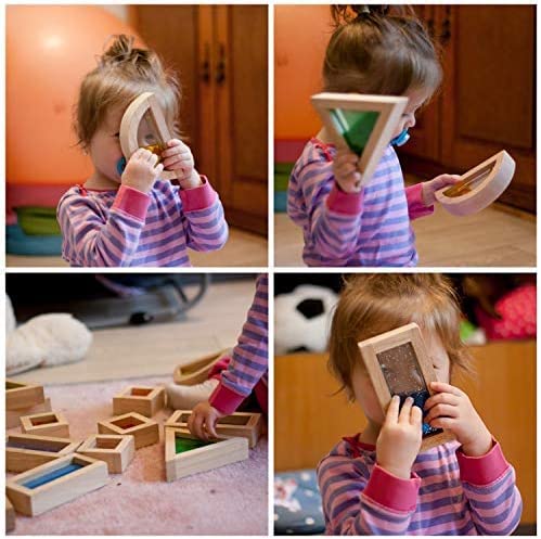 **16-Piece Wooden Building Blocks Set for Kids - Sensory Wood Rainbow Stacking Blocks, Construction & Educational Toys for Toddlers & Preschoolers - Perfect for Boys & Girls Gifts, Classroom Learning & Playroom Fun**