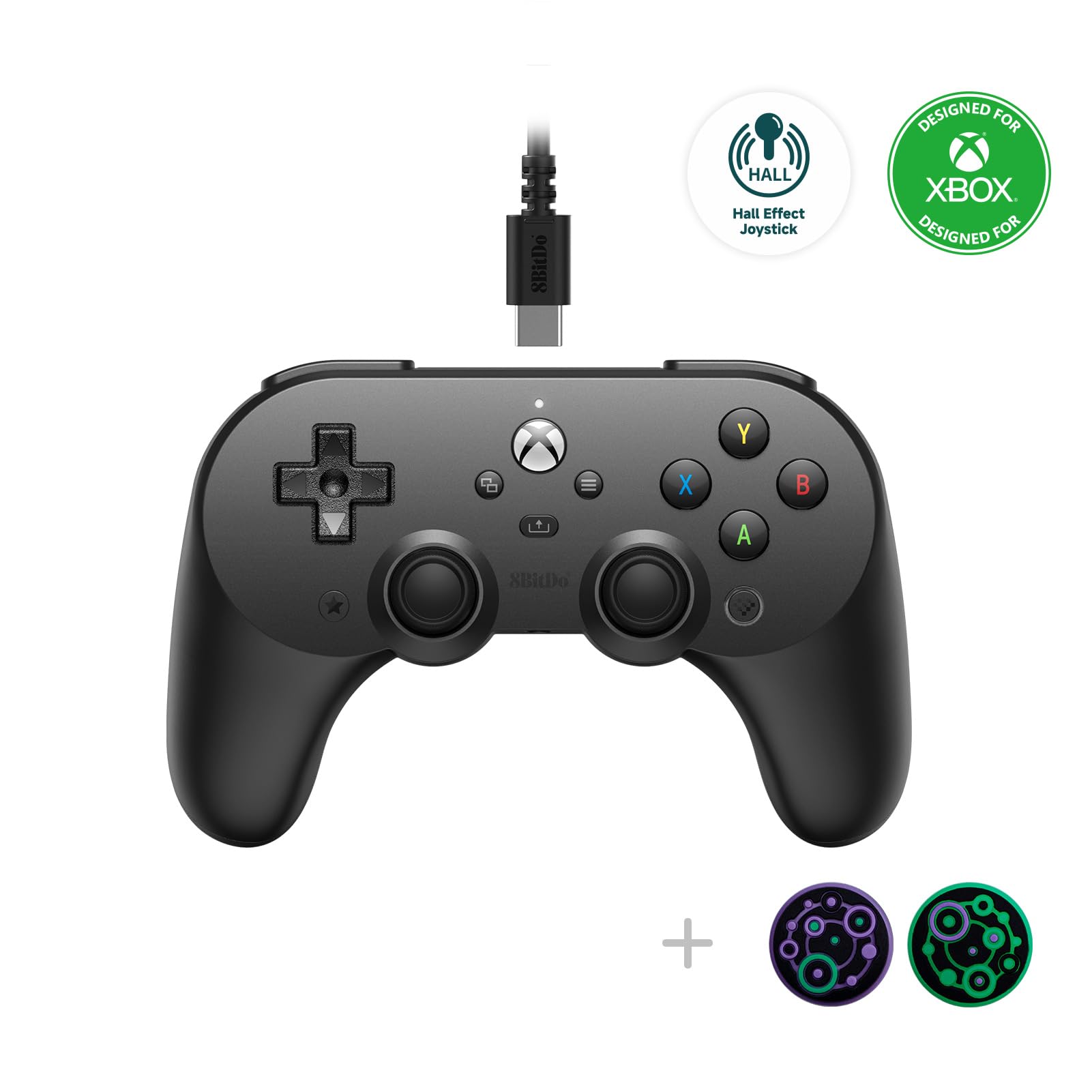 8Bitdo Pro 2 Wired Gaming Controller - Hall Effect Joysticks & Triggers, Back Buttons, 3.5mm Audio Jack, Mic Mute - Officially Licensed for Xbox Series X|S, Xbox One, Windows 10/11 (Black) | Perfect for Competitive Gaming & Streaming