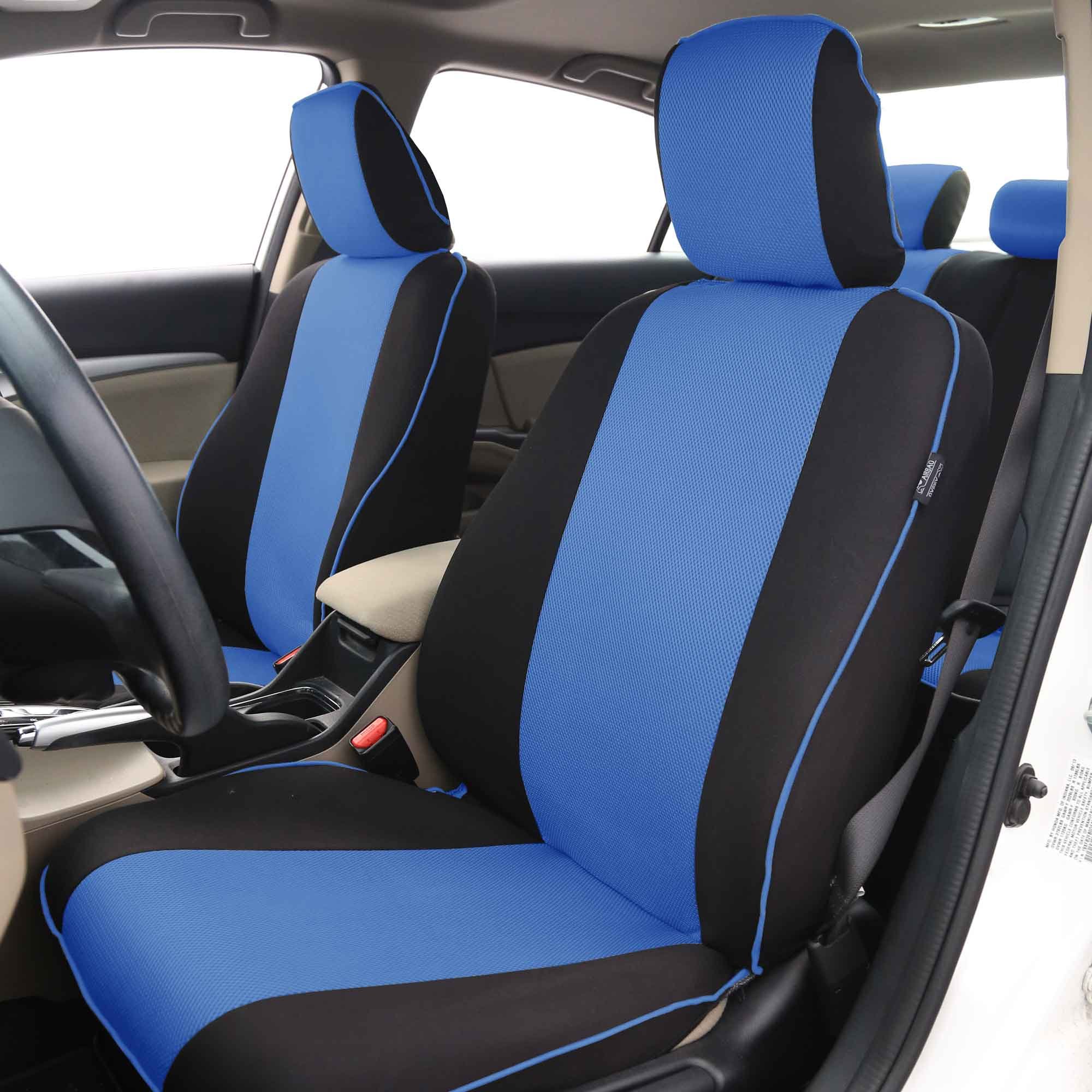 Premium FH Group Universal Car Seat Covers - Full Set with Edgy Piping, Breathable Cloth (Blue) - Airbag Compatible & Split Rear Design for Cars, Trucks & SUVs | Perfect for Daily Commutes, Road Trips & Vehicle Protection