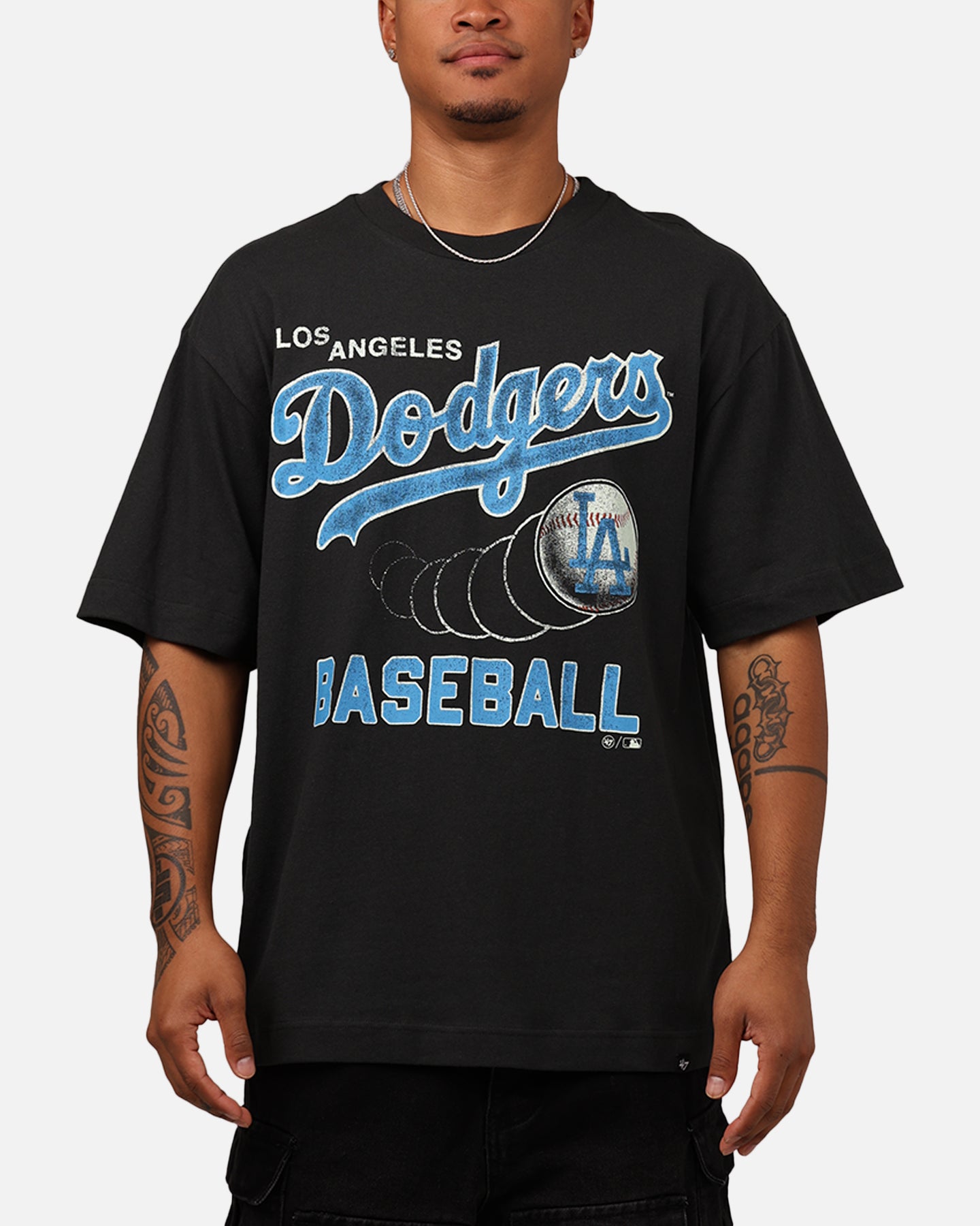 47 Brand Los Angeles Dodgers 'MLB Trophy Case' Premium Cotton T-Shirt for Men - Black Baseball Fan Jersey Shirt for Game Day & Casual Wear
