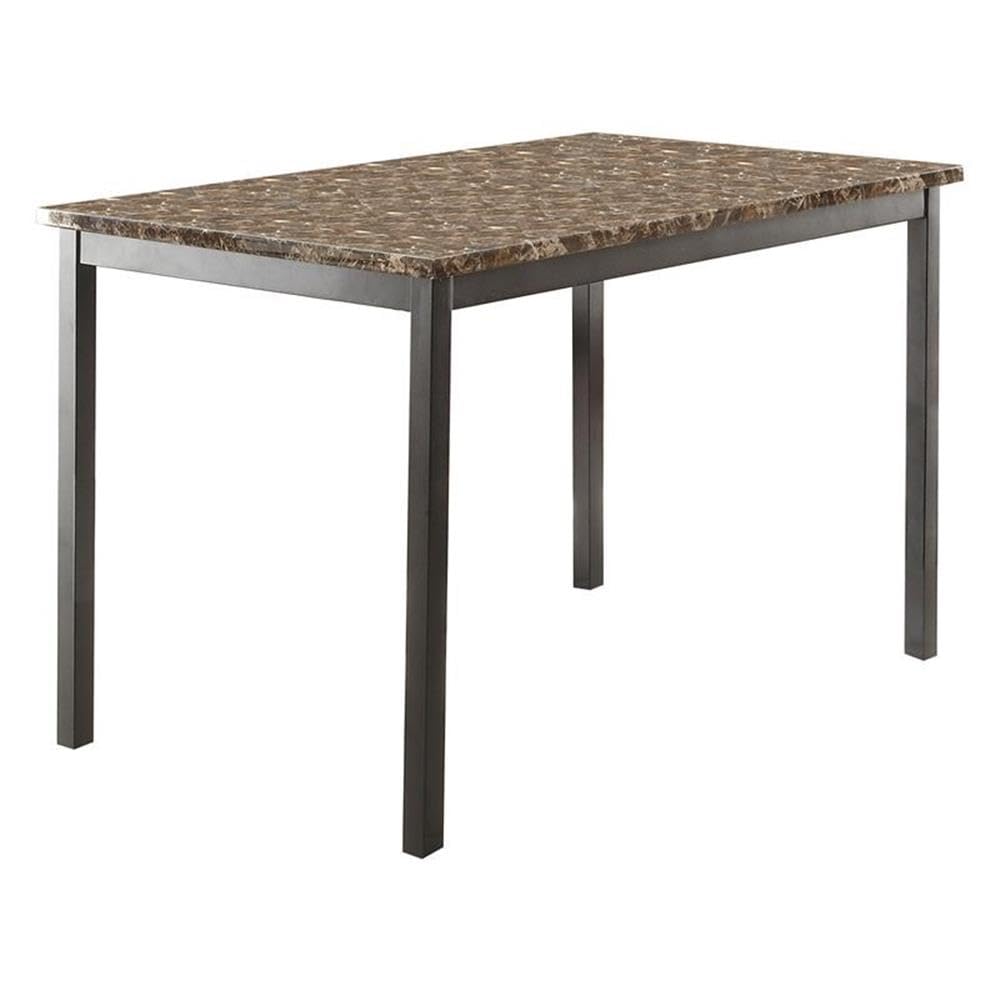 Lexicon Flannery 5-Piece Transitional Metal Dining Set - Black/Brown - Perfect for Indoor/Outdoor Dining, Patio, Garden & Restaurant Use