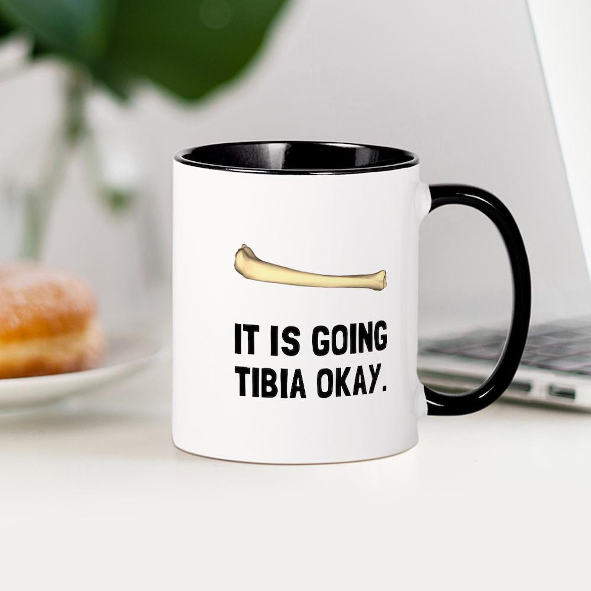 Tibia Okay 11 oz (325 ml) Ceramic Coffee Mug - Funny Bone Medical Humor Gift for Doctors, Nurses & Gamers - Perfect for Coffee, Tea & Hot Drinks at Home or Office