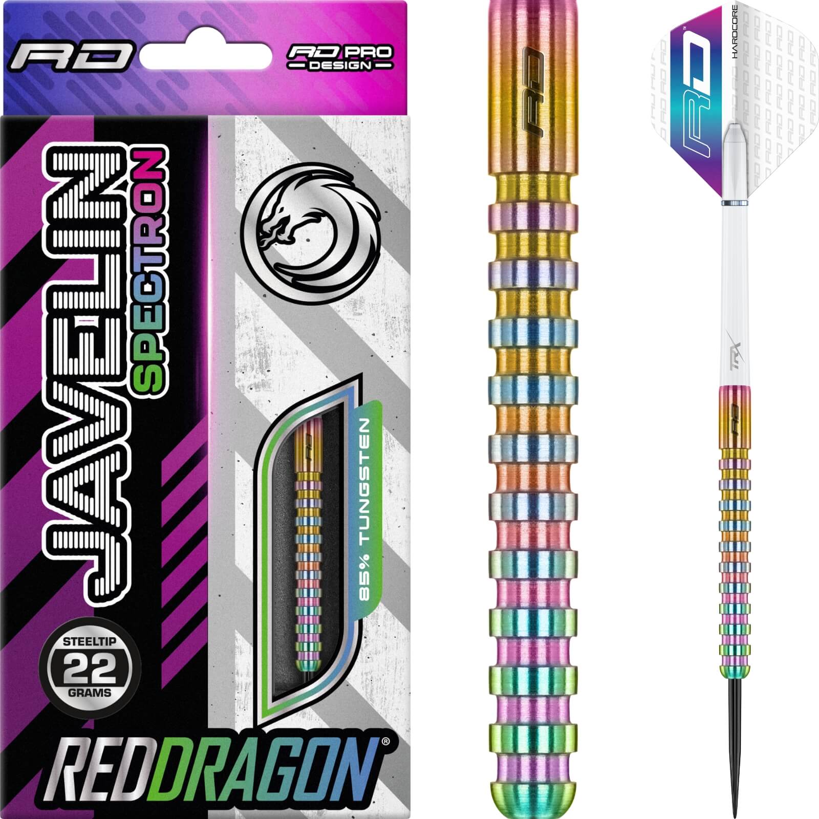 Premium Tungsten Steel Tip Darts - Red Dragon Javelin Spectron (20g, 22g, 24g, 26g) for Professional Dart Players & Bar Games