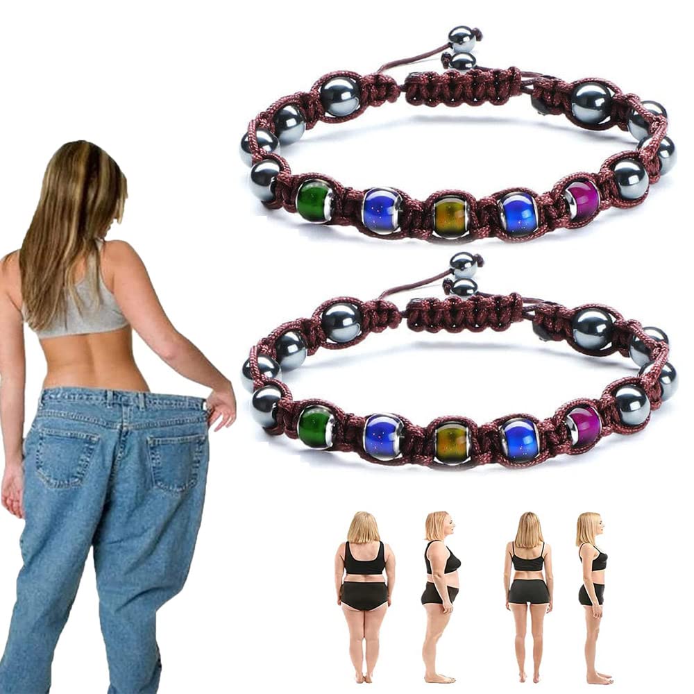 Vigorvi Thermochromic Bead Lymph Detox & Slimming Bracelet - Adjustable Mood Color Changing Hematite Bracelet for Body Wellness & Vitality Detection | Perfect for Fitness, Yoga, and Daily Stress Relief