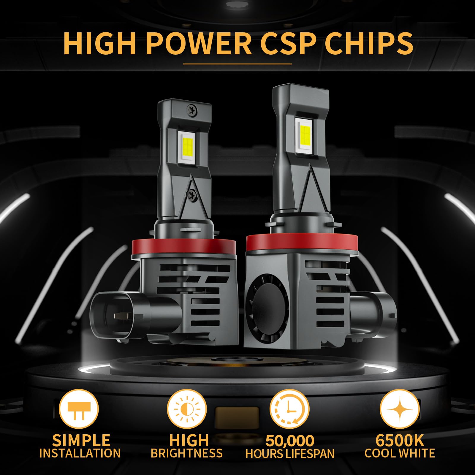 H11 LED Bulbs for Cars - H8 H9 H16 Fog Lights 30000LM Super Bright 900% Brighter, Plug and Play 6500K Cool White LED Fog Light Bulbs with Cooling Fan, IP68 Waterproof - Perfect for Night Driving & Off-Road Adventures (Pack of 2)