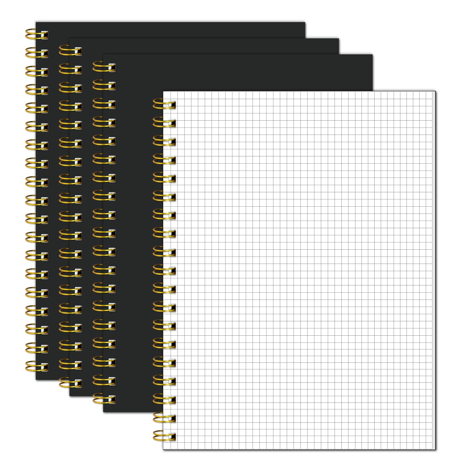 Premium 4-Pack B5 Grid Spiral Notebooks - 7.48
