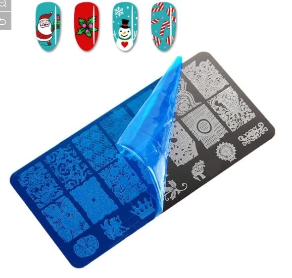 ALVRIO Nail Art Stamping Kit - 5 Nail Stamping Plates with Floral, Animal & Lace Designs + Stamper & Scraper - Professional Manicure Tools for DIY Nail Art at Home or Salon