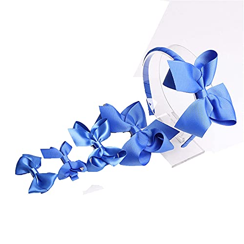 Royal Blue Baby Girls Hair Clips - 5 PCS Big & Small Hair Bows Hairpins Set for Newborns, Infants, Toddlers & Kids | Perfect for Parties, School, Photos & Daily Hair Accessories (FJ10)