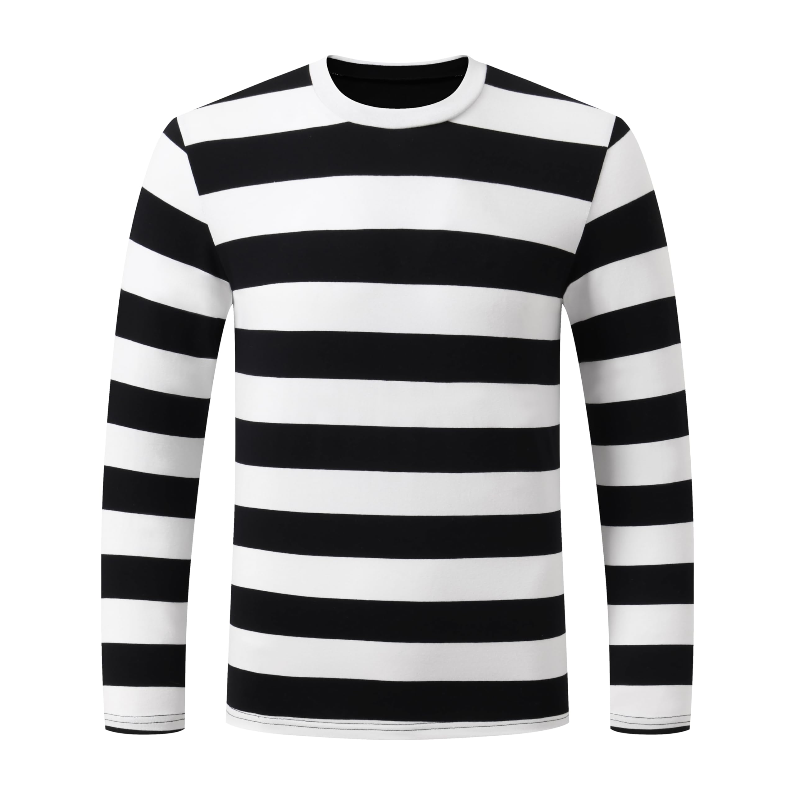 Men's Classic Long Sleeve Striped Crewneck T-Shirt - Casual Comfort Fit Cotton Shirt for Everyday Wear, Work & Outdoor Activities