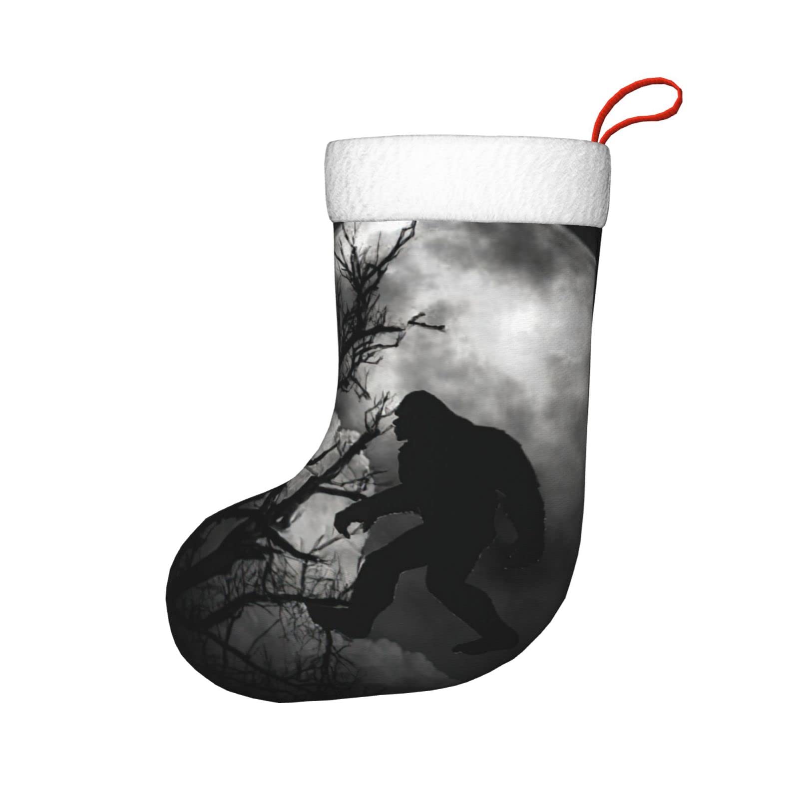 Funny Bigfoot Full Moon Personalized Christmas Stockings - Custom Holiday Decor for Fireplace, Xmas Tree & Party | Festive Stocking Hangers & Ornaments for Cozy Home Decor