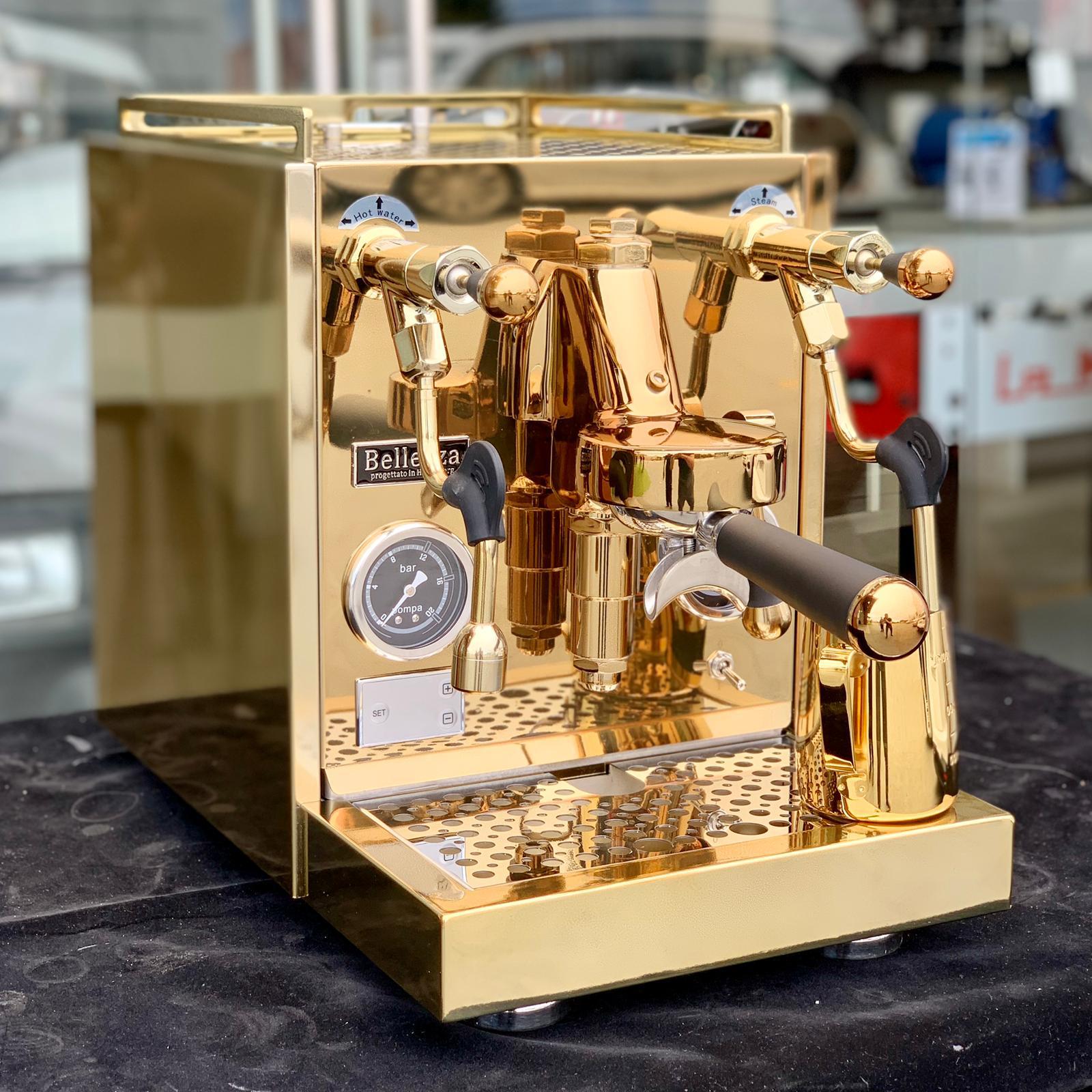 Bellezza Espresso Inizio Rotary 24K Gold Plated Coffee Machine - Perfect for Home Baristas & Coffee Shops