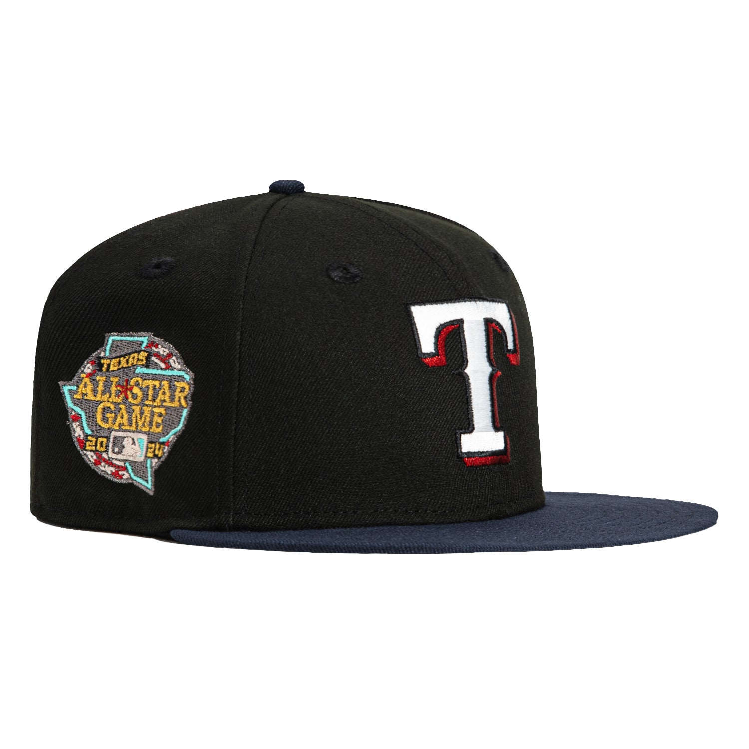 New Era 59Fifty Calle Ocho Texas Rangers 2024 All Star Game Patch Hat - Black, Navy, Red - Official MLB Baseball Cap for Men, Women - Perfect for Sports Fans, Casual Wear & Collectors