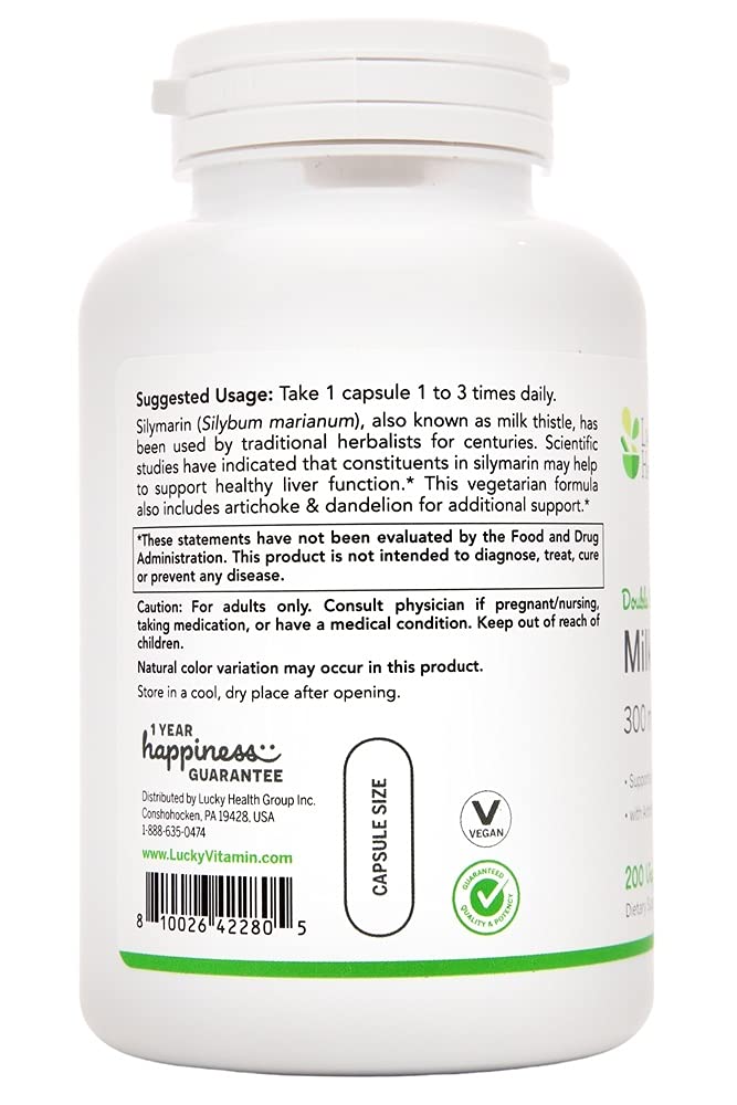 High Potency Milk Thistle 300mg - 200 Vegan Capsules for Liver Detox & Support, Herbal Supplement for Digestive Health & Antioxidant Benefits - Perfect for Daily Wellness Routine
