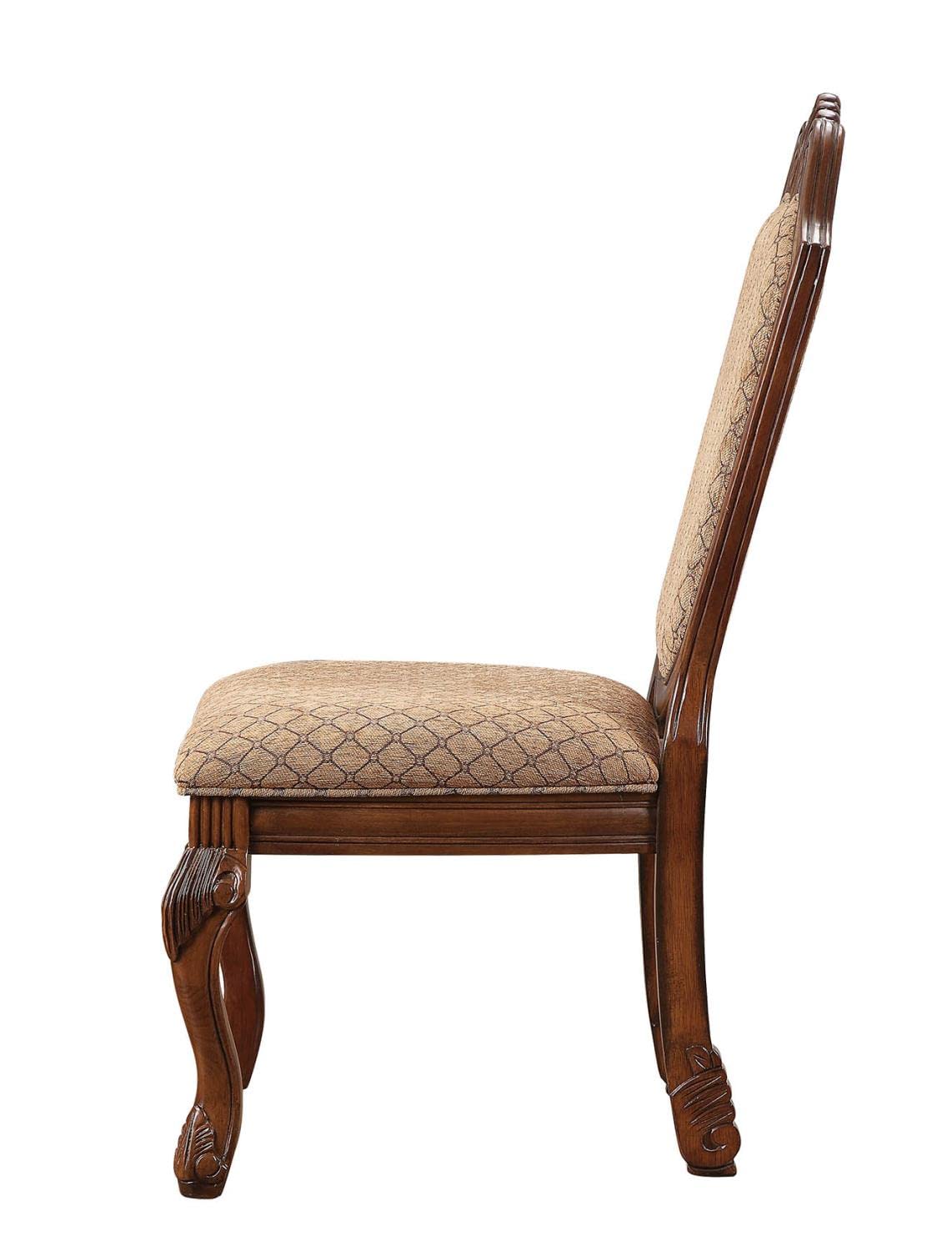 Acme Furniture Chateau De Ville Side Chairs (Set of 2) - Fabric Upholstery & Cherry Wood Finish - Perfect for Dining Rooms, Living Rooms, and Home Offices