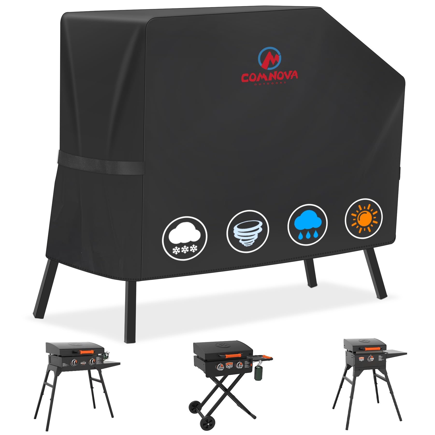 Heavy Duty 600D Waterproof Blackstone Griddle Cover for 22 Inch & 17 Inch Flat Top Grill - Fits Stand Models with Hood - Perfect for Outdoor Cooking, Camping, and Backyard BBQs