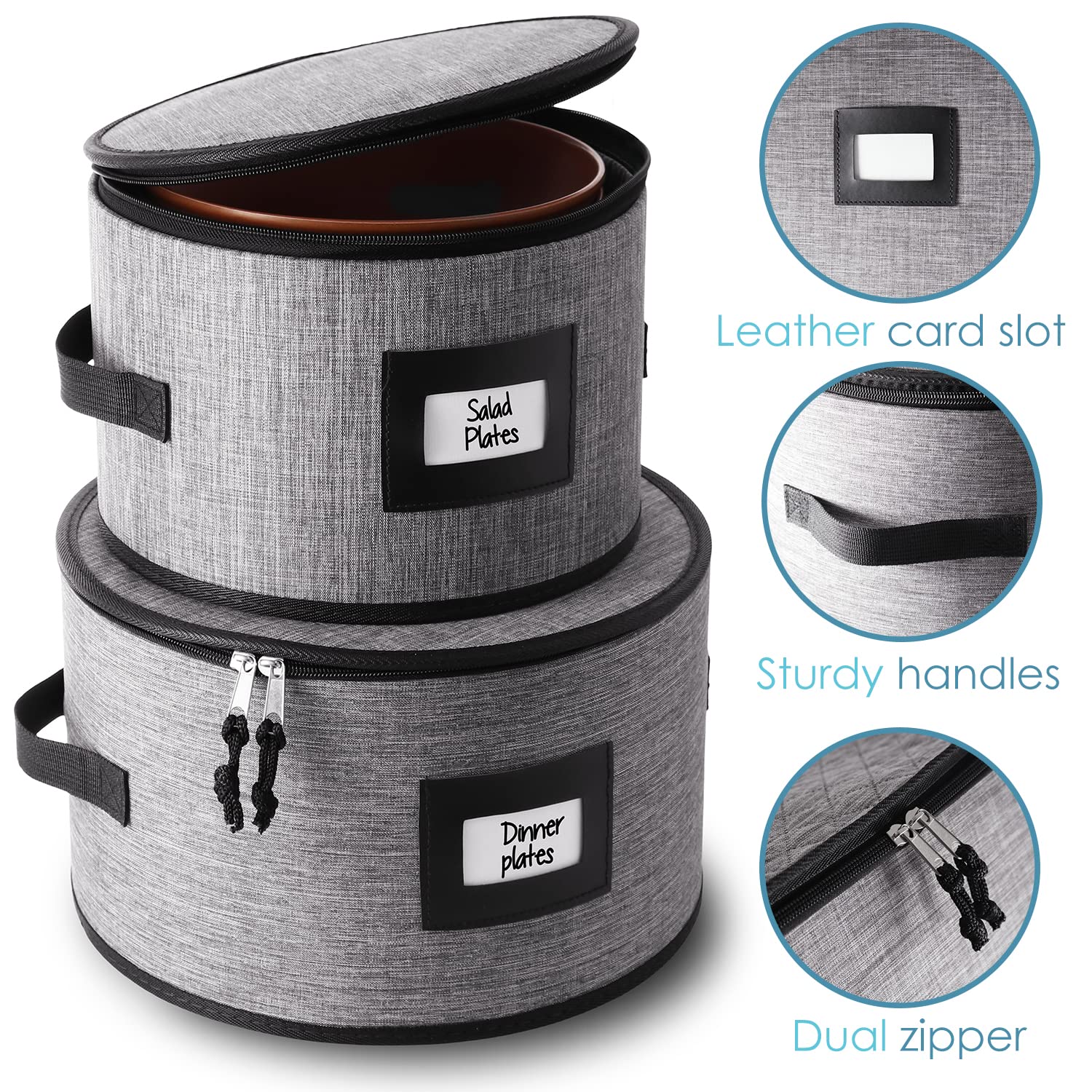 Premium 6-Piece Fine China Storage Set - Hard Shell Stackable Dish Organizers with Dividers for Plates, Coffee Mugs & Wine Glasses | Perfect for Kitchen Cabinet Organization and China Protection During Moving