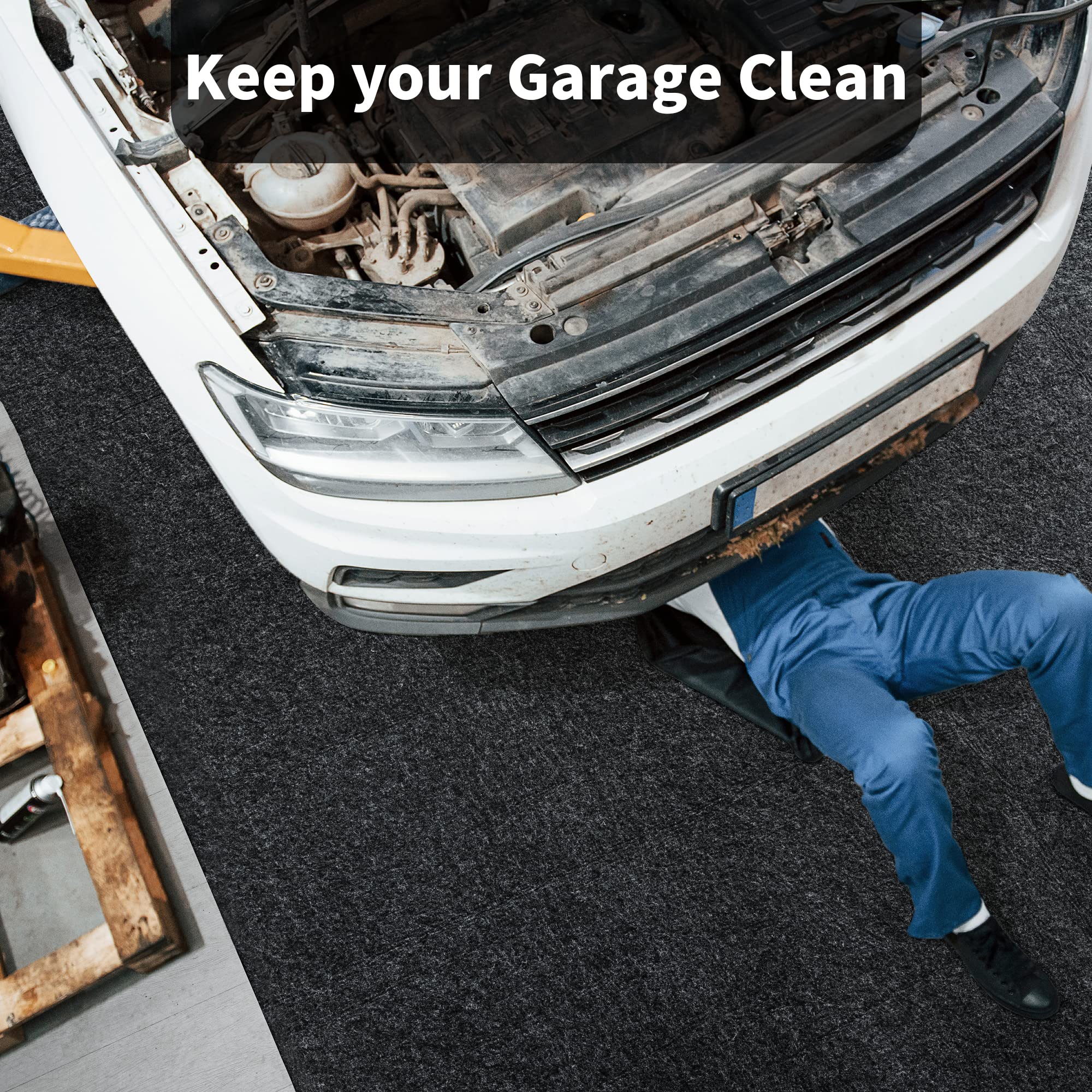 HOMBYS Dark Grey Garage Floor Mats for Under Car - 7'9