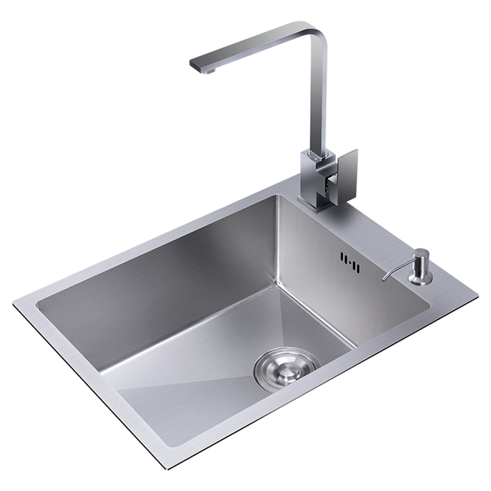 WooDeY Handmade Stainless Steel Single Bowl Kitchen Sink - Premium Bar & Island Sink with Accessories for Modern Home & Restaurant Use