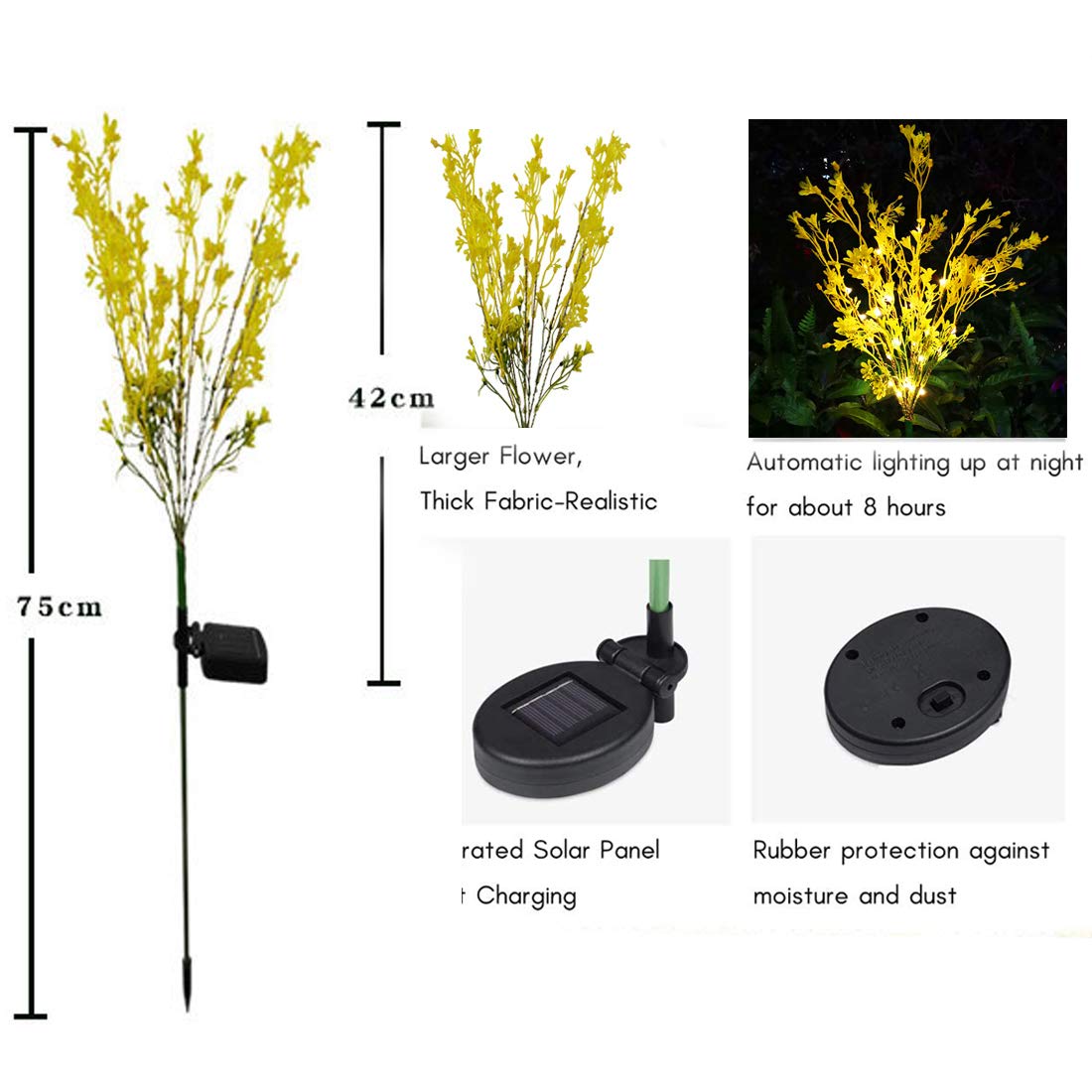 2 Pack Solar Garden Lights Outdoor - Waterproof Flower Solar Lights for Yard, Patio, Lawn & Pathway Decoration (Canola Flower Design) | Perfect for Backyard, Garden, Walkway & Landscape Lighting at Night
