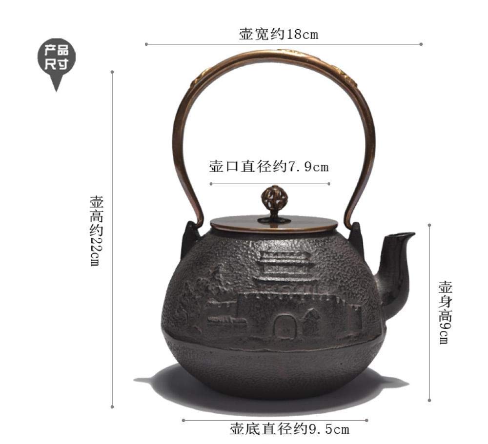 1.2L Cast Iron Tea Pot - Traditional Kung Fu Teapot with Natural Coating - Perfect for Chinese Tea Ceremony, Home Brewing & Gift Giving