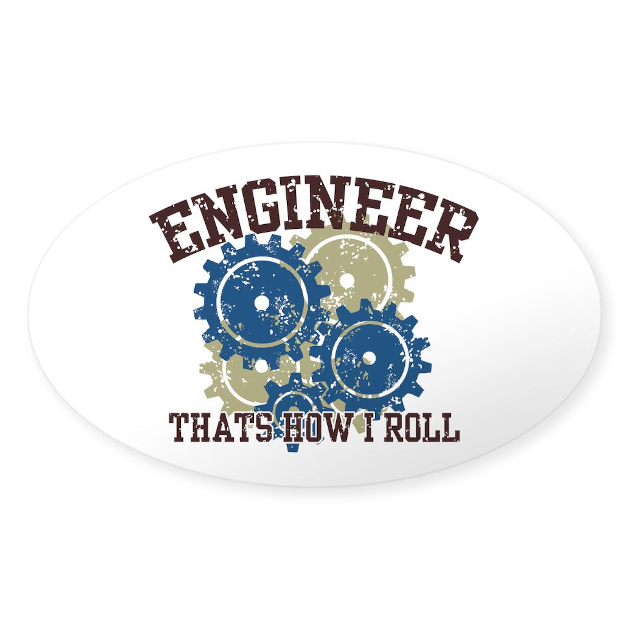 Engineer Oval Car Bumper Sticker - Durable Vinyl Decal for Vehicles & Laptops