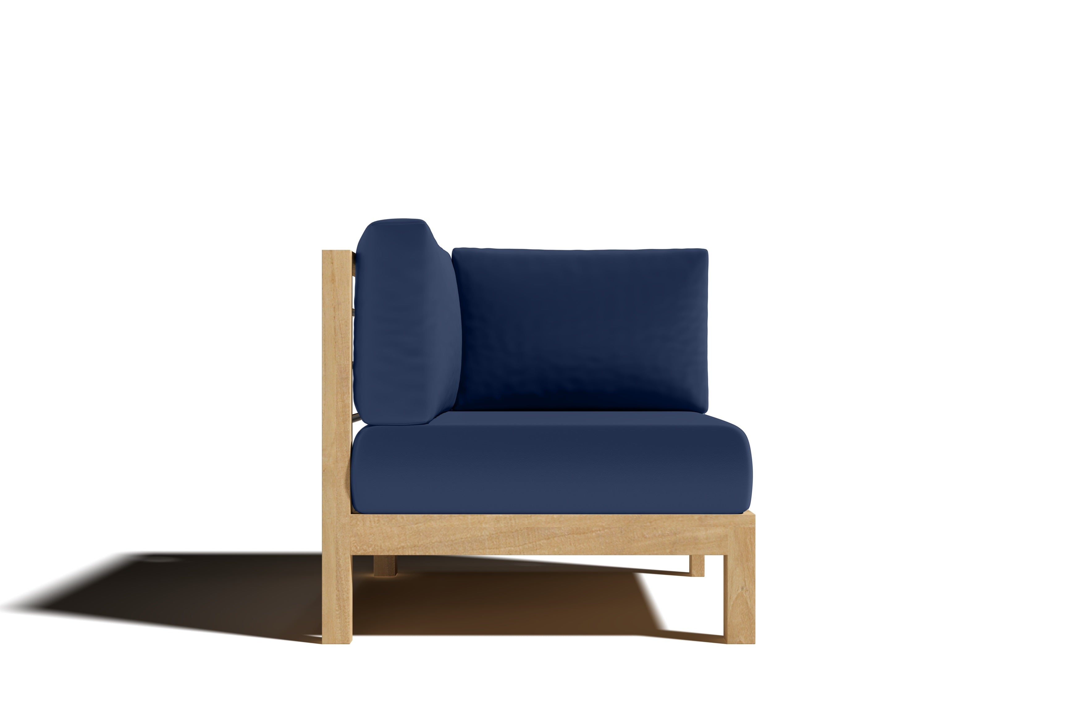Premium Teak Outdoor Sectional Corner Sofa with Sunbrella Navy Cushion - Waterproof & Durable Patio Furniture for Backyard, Poolside & Garden Relaxation