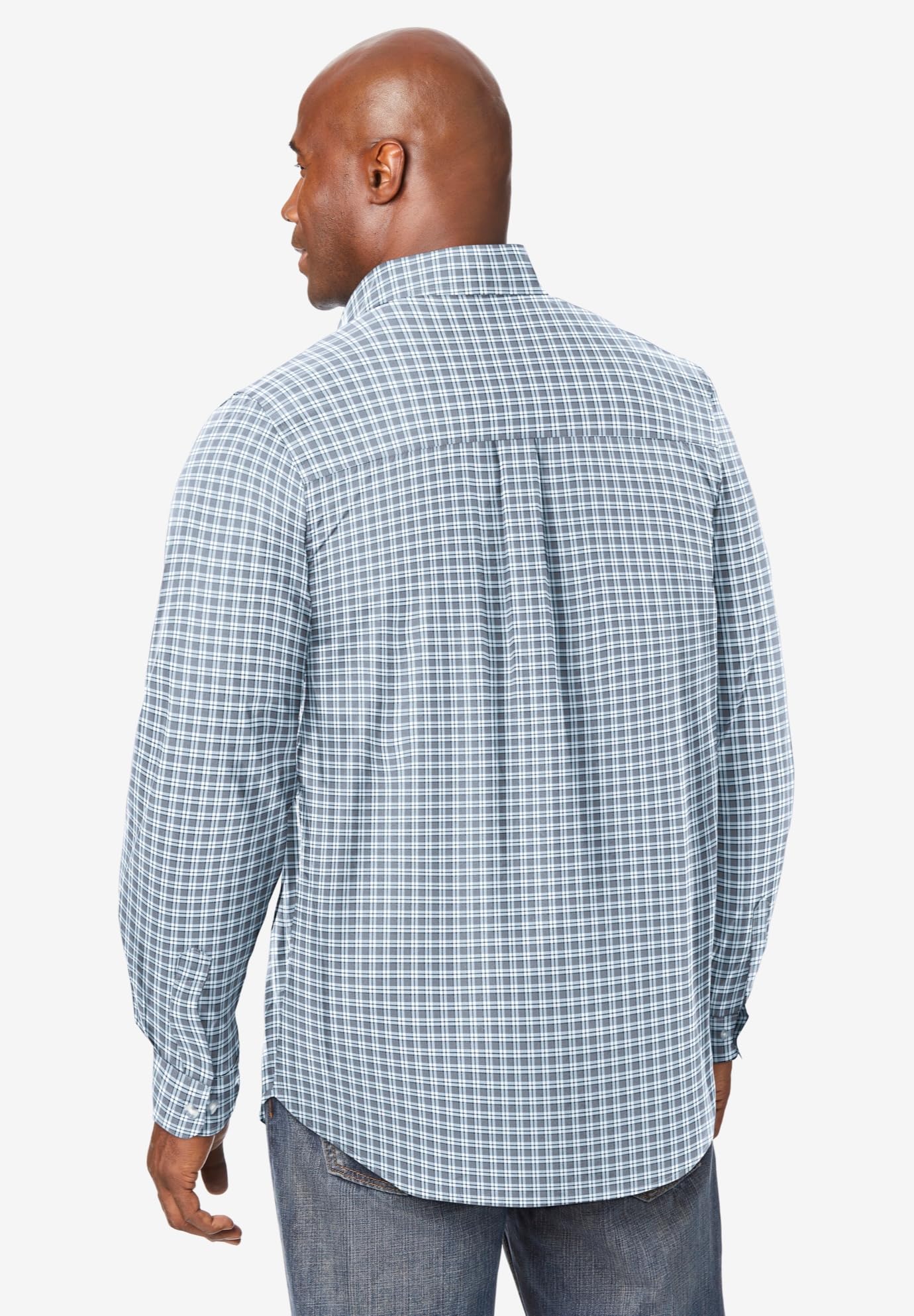 KingSize Men's Big & Tall Long Sleeve Wrinkle-Free Sport Shirt - Comfortable Athletic Wear for Workouts, Golf & Casual Outings