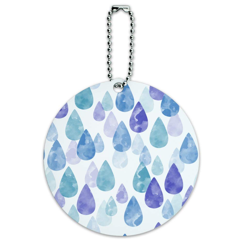 Waterproof Round Luggage ID Tag with Watercolor Raindrops Pattern - Personalized Suitcase Tag for Carry-On Bags - Perfect for Travel, Business Trips & Vacation Identification