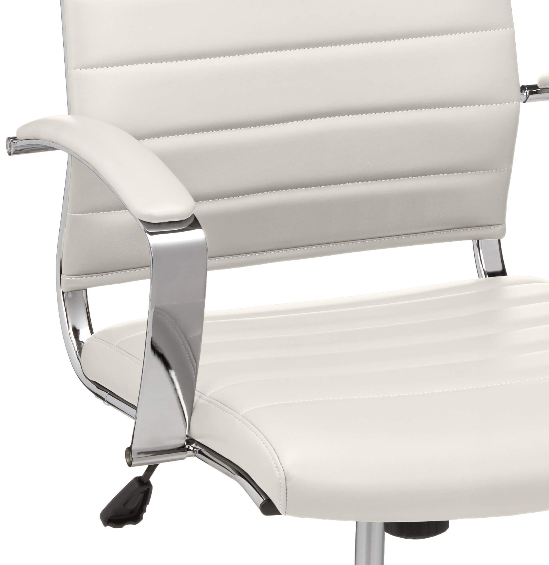 Amazon Basics High-Back Ergonomic Office Chair - Adjustable Swivel Desk Chair with Lumbar Support, Faux Leather Upholstery, Modern White Home Office Furniture (45.25