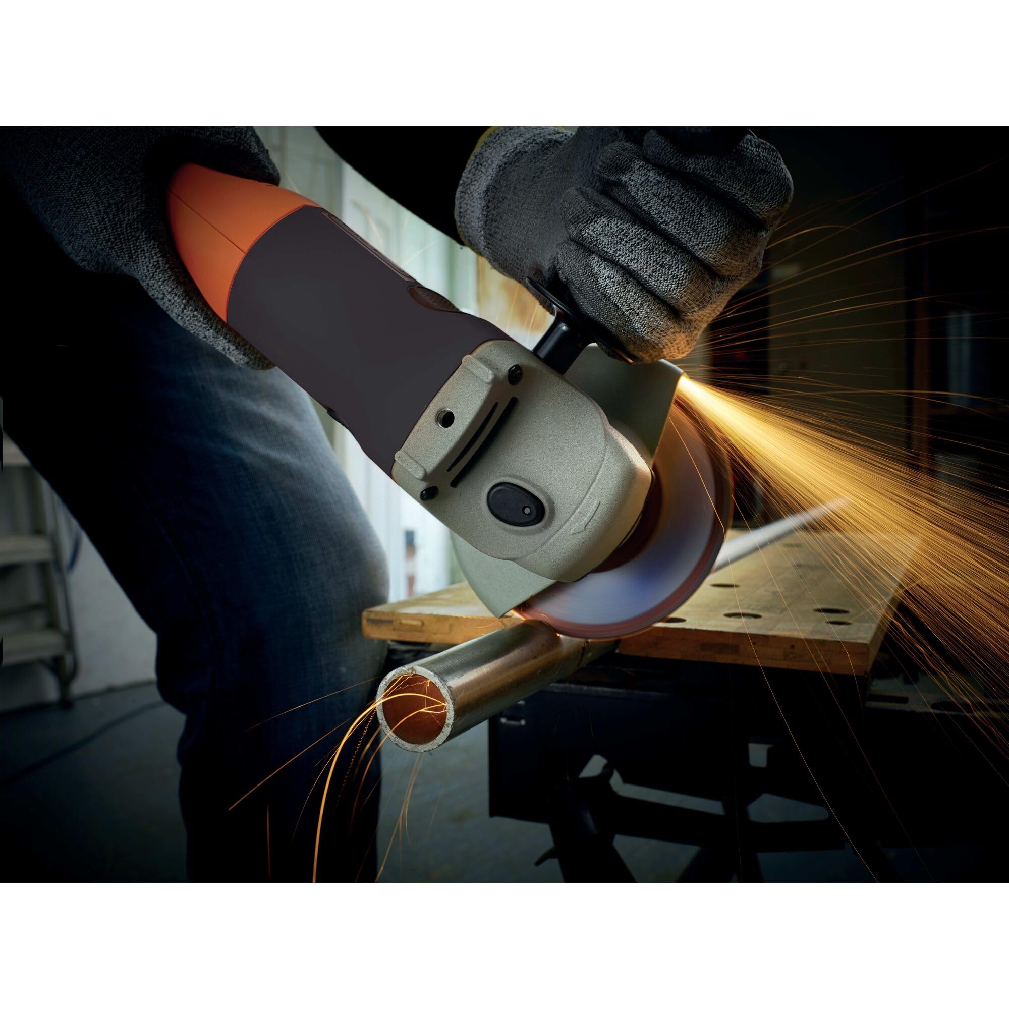 Black + Decker 125mm Angle Grinder 1200W (KG1202K-QS) - Orange Power Tool for Metal Cutting, Grinding & Polishing - Perfect for DIY Projects & Construction Work