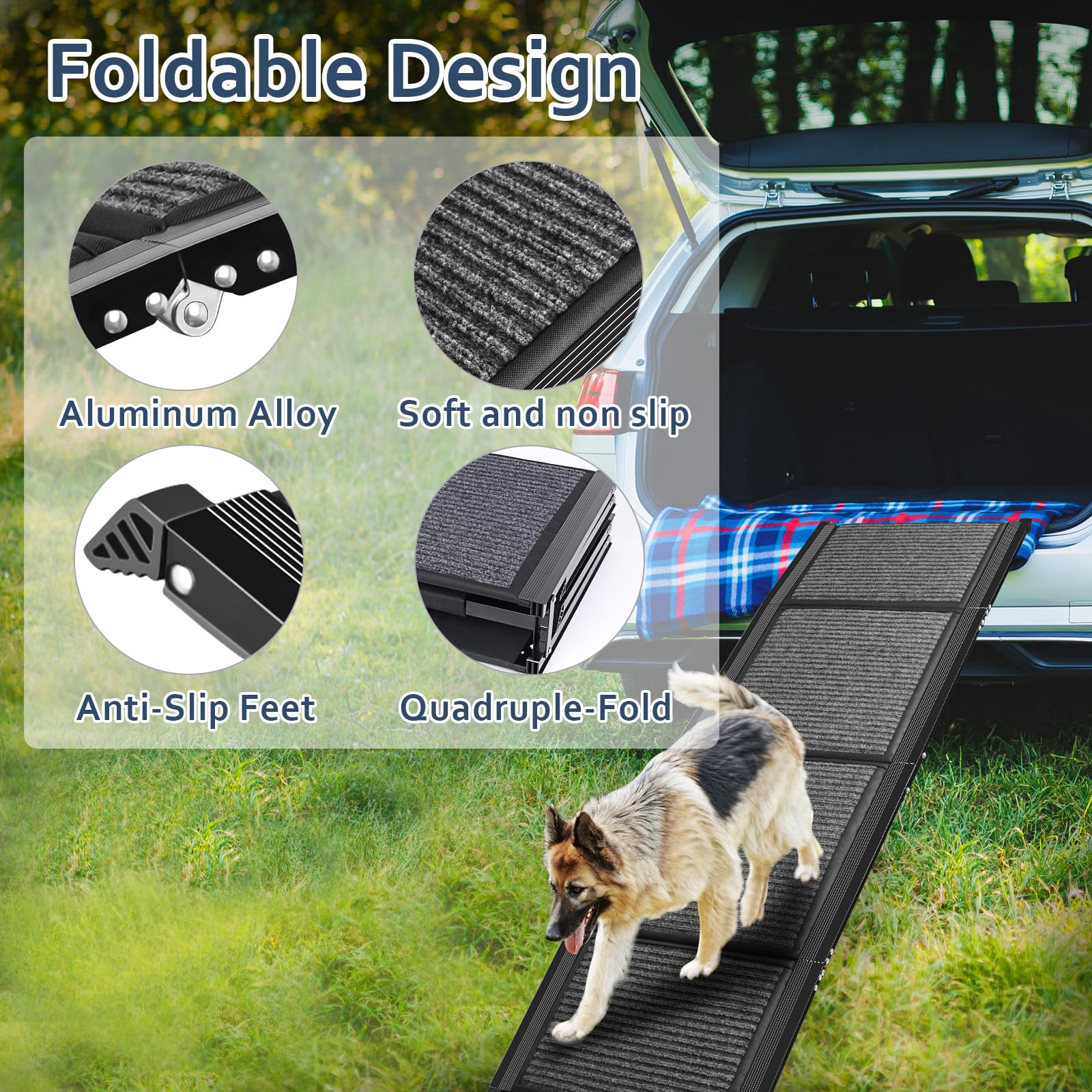 Heavy Duty Folding Dog Ramp for Cars, Trucks & SUVs - 63