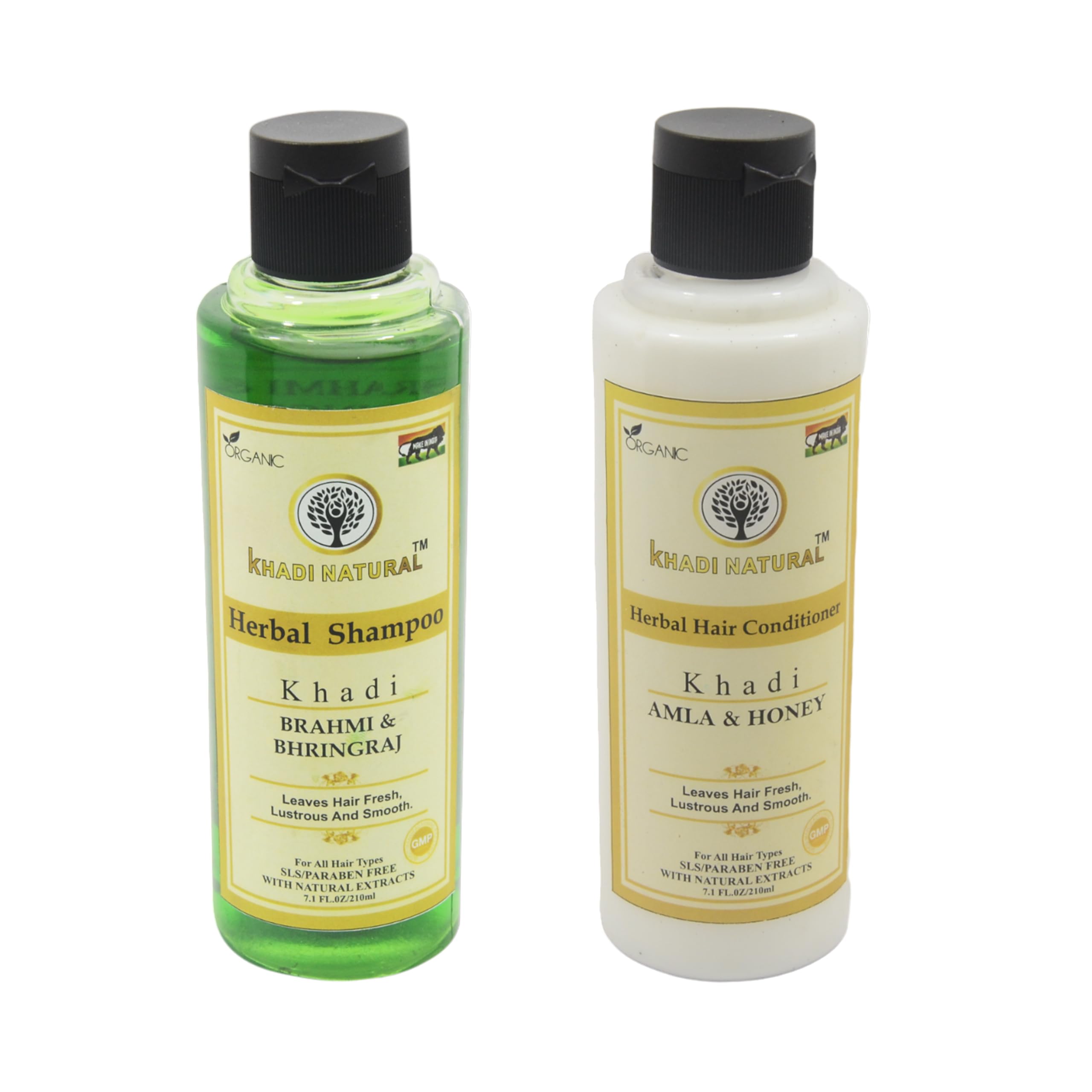 Khadi Natural Brahmi & Bhringraj Shampoo with Amla & Honey Conditioner Set - 420ml Each | Herbal Hair Care for Dry Scalp & Hair Growth | Perfect for Daily Use & Ayurvedic Hair Treatment