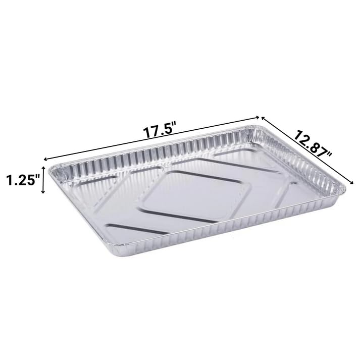 17.5x12.87x1.25 Inch Aluminum Cookie Sheet Baking Pans - 100 Pack Disposable Aluminum Foil Trays for Brownies, Coffee Cakes, Side Dishes | Perfect for Home Baking, Party Catering & Restaurant Use