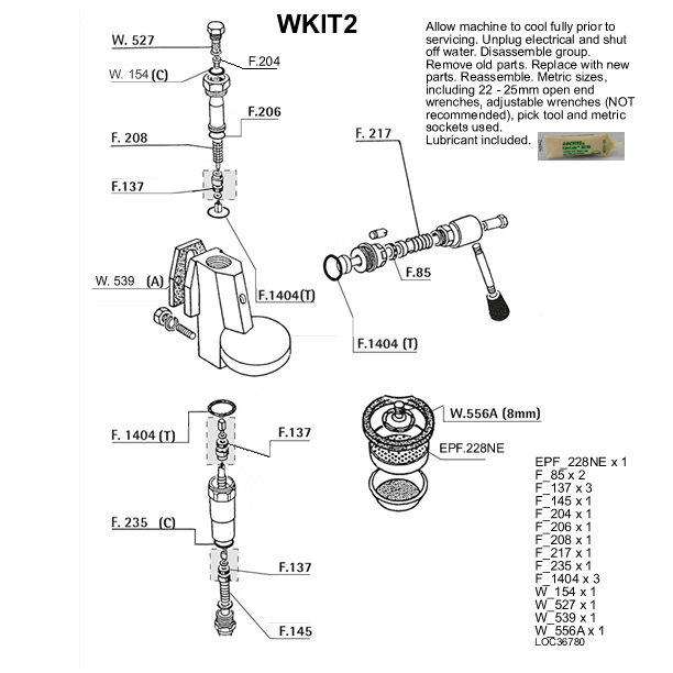 E61 Wega Version Manual Group Head Rebuild Kit - Compatible with Espresso Machines, Perfect for Home Baristas & Coffee Shops
