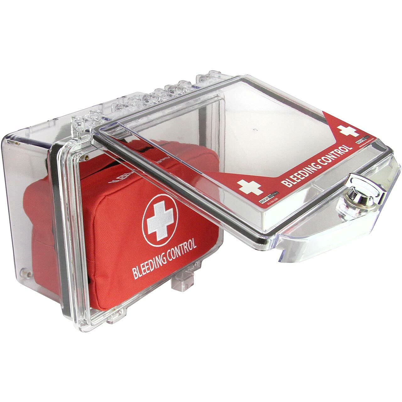 Wall Mount First Aid Cabinet for Bleeding Control Kits - Polycarbonate Medical Supply Storage with Trauma Kit | Perfect for Hospitals, Clinics & Emergency Preparedness