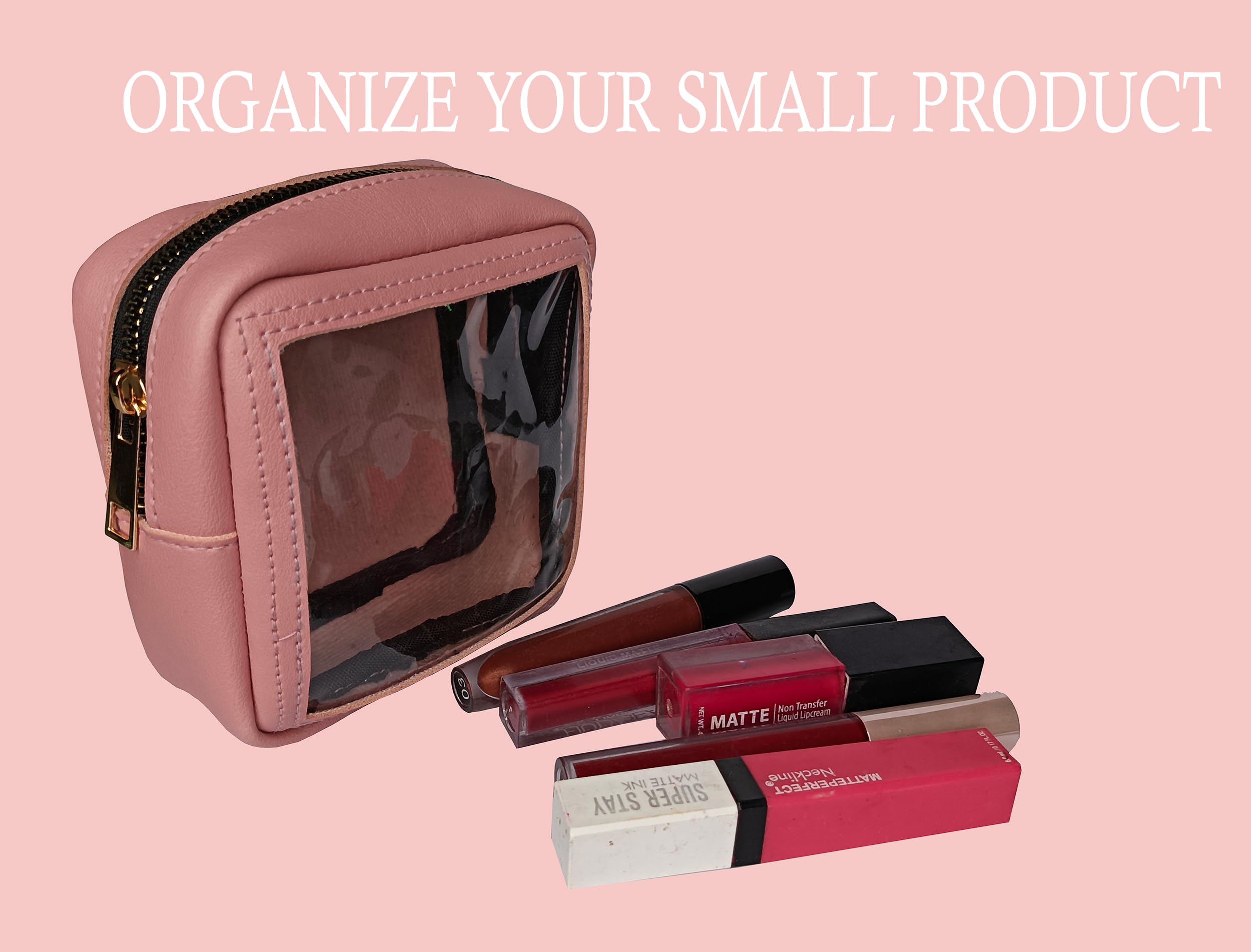 Kartbrink Small Lipstick Pouch - Pink Makeup Organizer & Travel Cosmetic Bag with Zipper (10cm) - Perfect for Women's Fashion Gifts, Daily Storage & On-the-Go Beauty Essentials