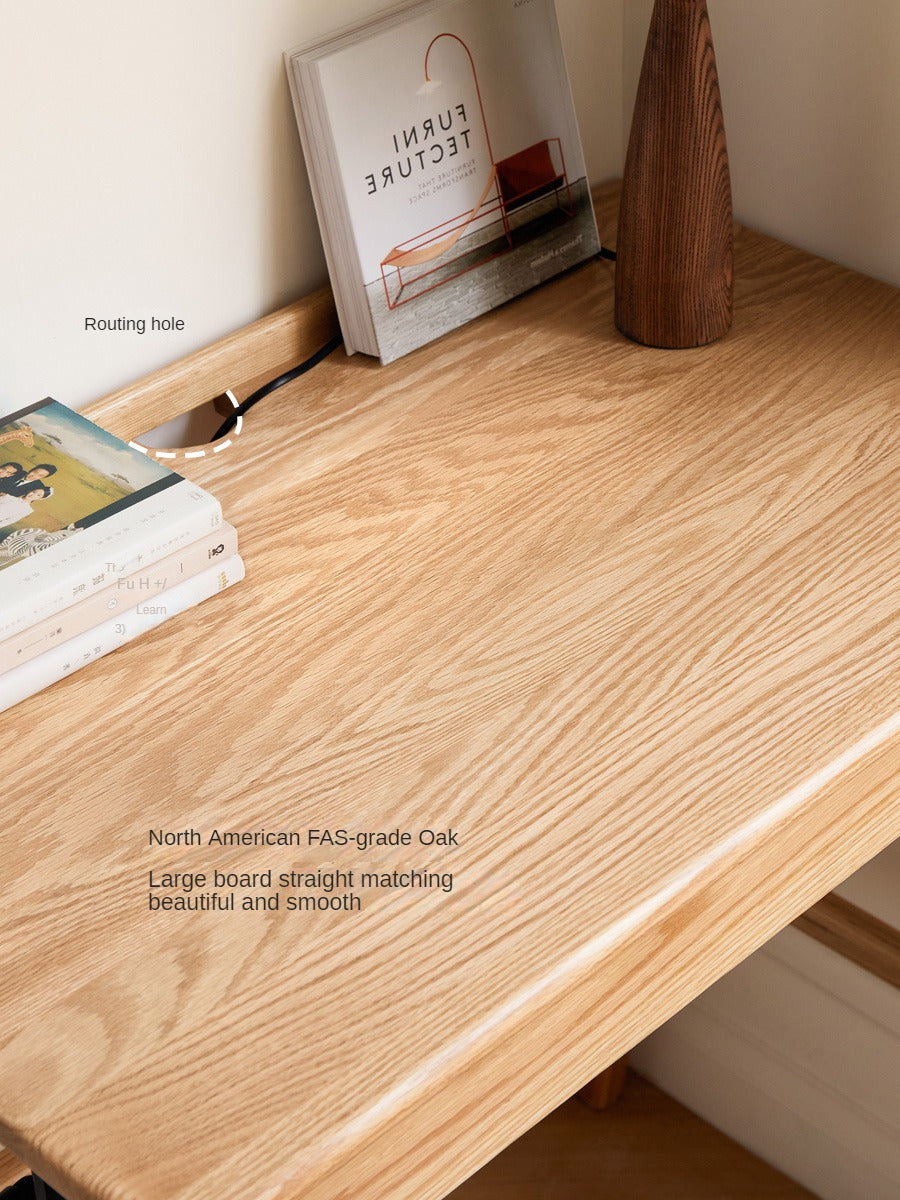 Solid Oak Wood Office Desk - Modern Console Table for Home & Office - Perfect for Workspaces, Living Rooms & Entryways