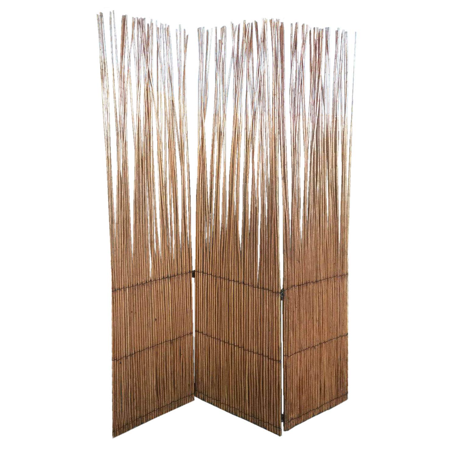 Natural Willow Room Divider - 3 Panel Folding Privacy Screen for Home & Office | Handwoven Wicker Partition for Bedroom, Living Room, Yoga Studio