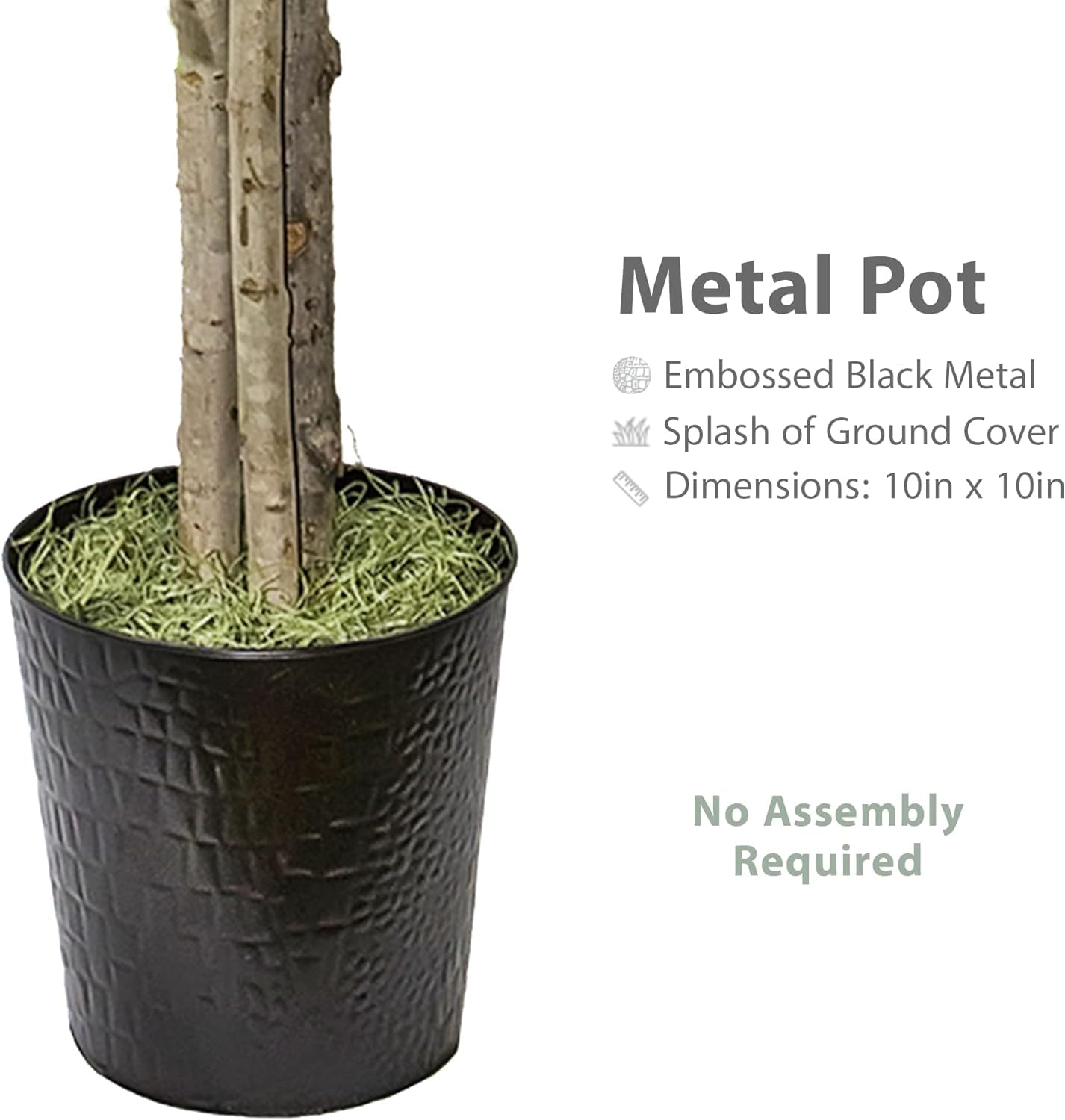 Premium 6FT Artificial Ficus Tree with Real-Wood Trunk & Black Metal Pot - Indoor Outdoor Faux Plant for Home, Office, Patio Decor - Perfect for Living Room, Bedroom, Balcony & Garden Spaces (Deluxe Edition)