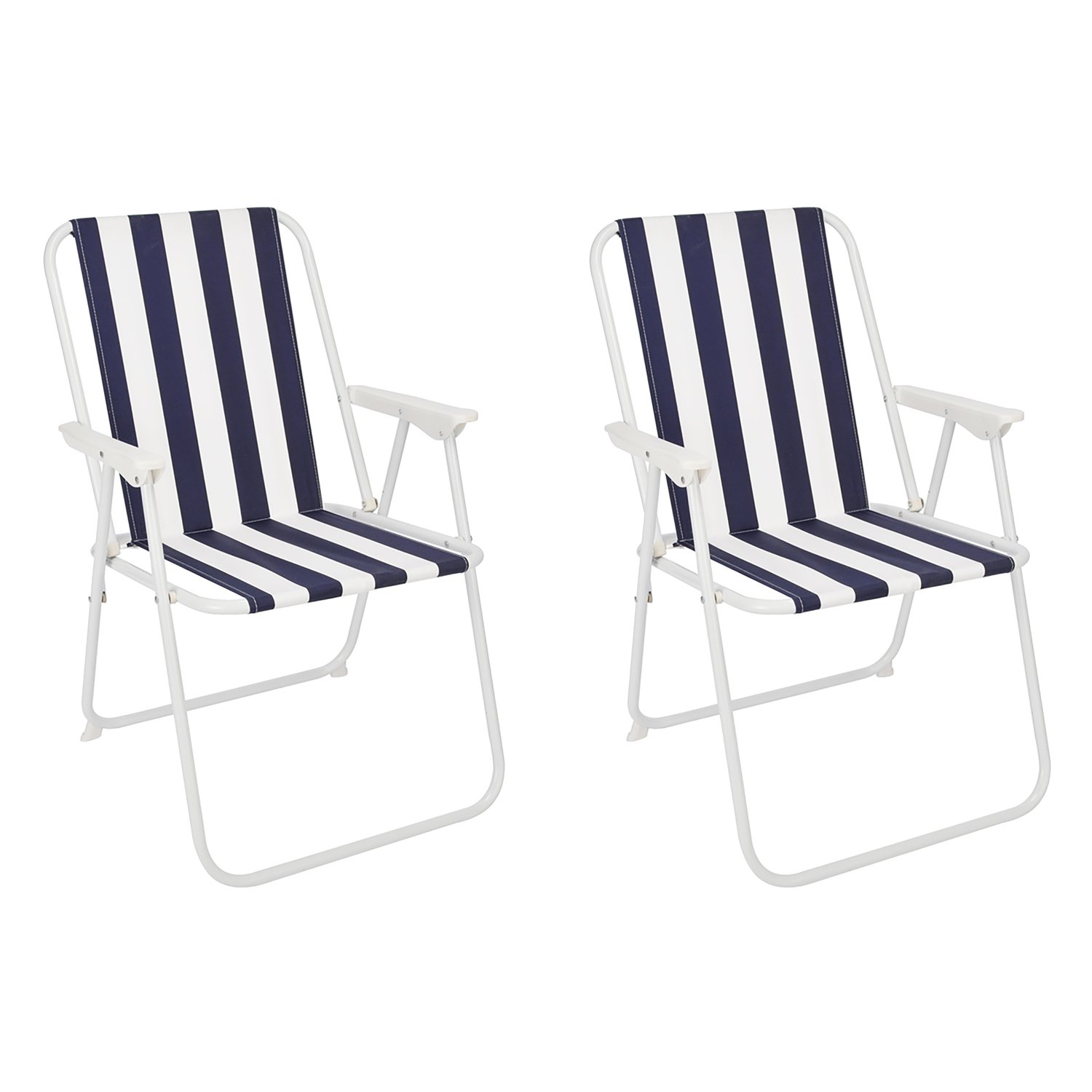 2 Pack Oxford Folding Fabric Camping Chairs - Portable Fishing Chairs & Director's Chairs with Metal Frame (53x46x74cm) - Perfect for Outdoor, Beach, Picnic & Backyard Relaxation