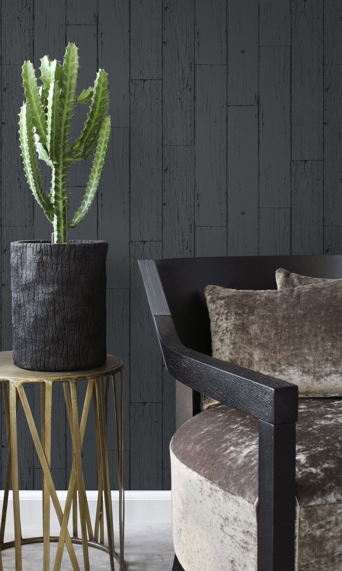 Anthracite Gray Weathered Wood Plank Peel and Stick Wallpaper - Self-Adhesive Removable Wallpaper for Bedroom, Living Room, Kitchen, Office (Design R9464)