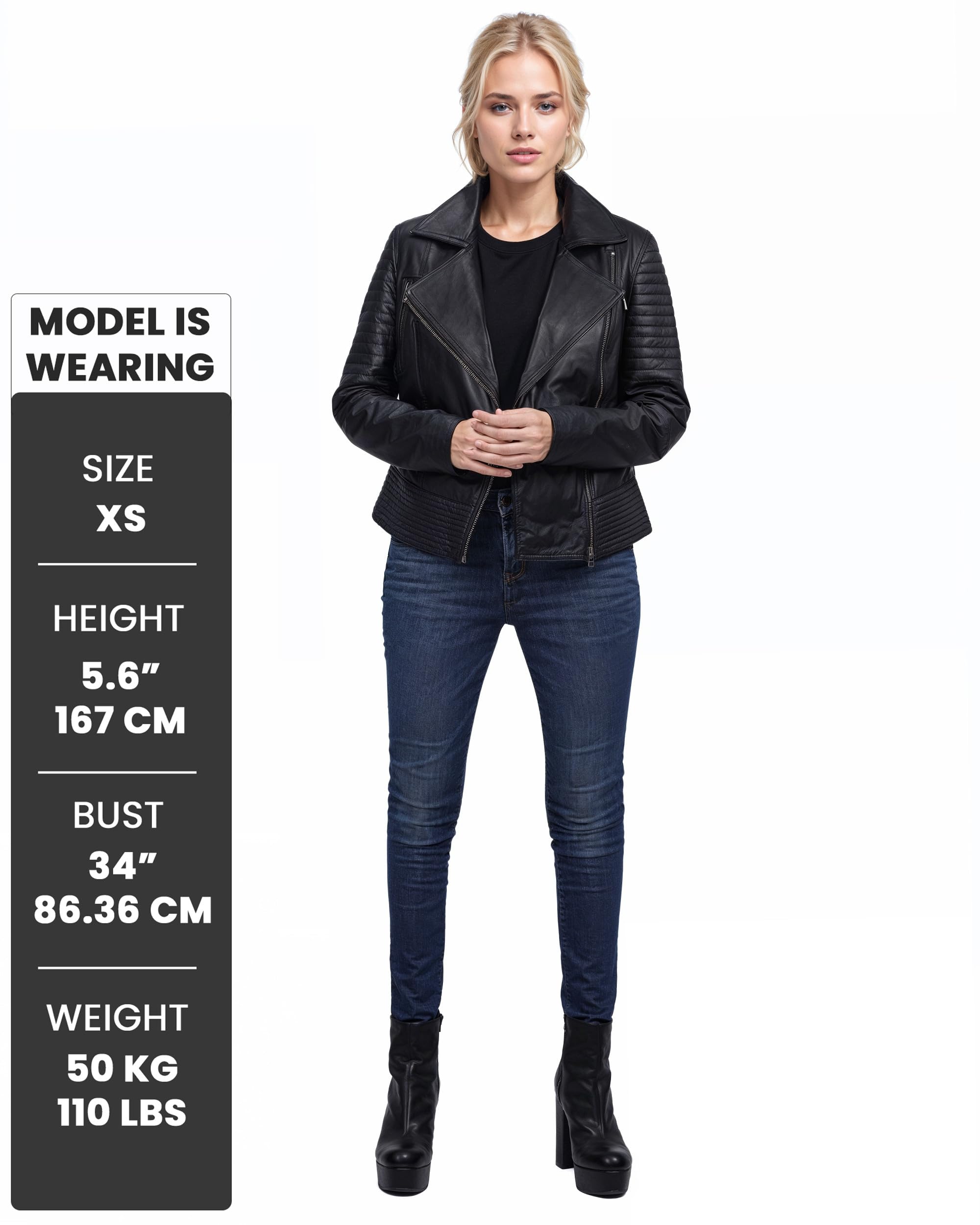 Decrum Women's Asymmetrical Real Lambskin Leather Jacket - Stylish Biker Jacket for Women | Perfect for Motorcycle Riding, Night Out & Fashion Statement