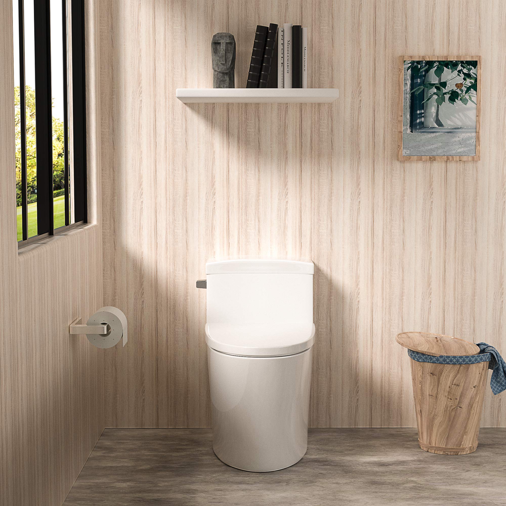 Sarlai One Piece Elongated Toilet - Comfort Height, Single Flush White Ceramic Bathroom Toilet with Soft Close Seat, Concealed Trapway, 12