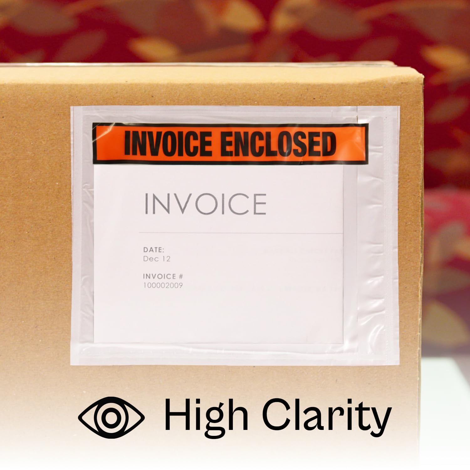 MMBM Side Loading Adhesive Invoice Envelopes - 5.5x10 Inch, Pack of 2000 - Orange & Black Panel Face Document Holders for Business Mailing, Billing & Office Organization