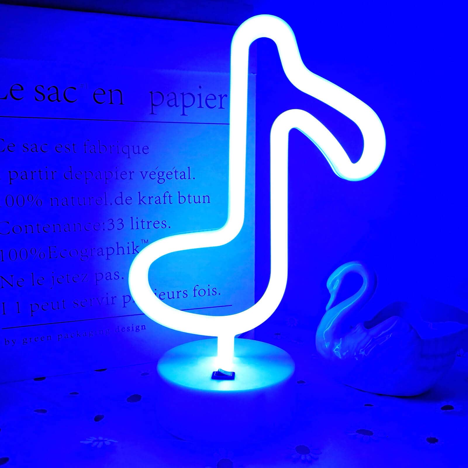 LED Music Note Neon Light Sign - USB/Battery Powered Blue Neon Night Light for Bedroom Decor - Perfect for Kids' Rooms, Parties & Music Themed Spaces