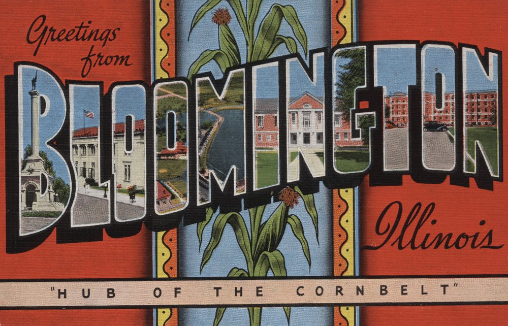 Lantern Press Greetings from Bloomington Illinois Red 100% Cotton Tea Towel - Decorative Hand Towel for Kitchen, Home Decor & Gift - Perfect for Dish Drying, Wall Art & Farmhouse Style Decor