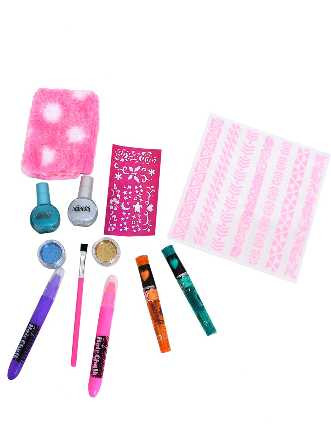 Mirada Lets Glam Up Nail Art Kit for Girls - Complete DIY Manicure Set with Hair Chalk, Tattoo Pen, Nail Polish & Glitter | Perfect Birthday Gift & Party Favor for Teens | Fun Spa Day & Sleepover Activity