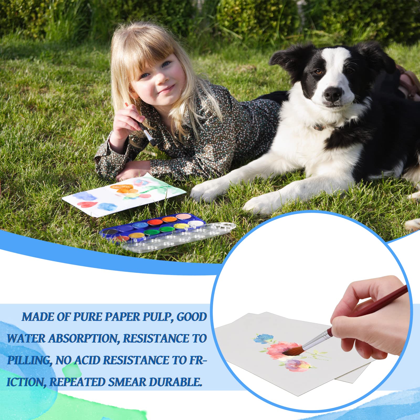 Fyess 120-Pack 100% Cotton Rag Watercolor Paper - 140lb Heavyweight Cold Press Paper, 5x7 Inch Bulk White Watercolor Sheets for Artists, Students & Kids - Perfect for Painting, Sketching & DIY Art Projects